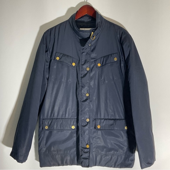 Doncaster 50/50 Down/Feather Fill Navy Gold Hardware Full Zip Pockets Coat Sz 8 - Picture 16 of 16
